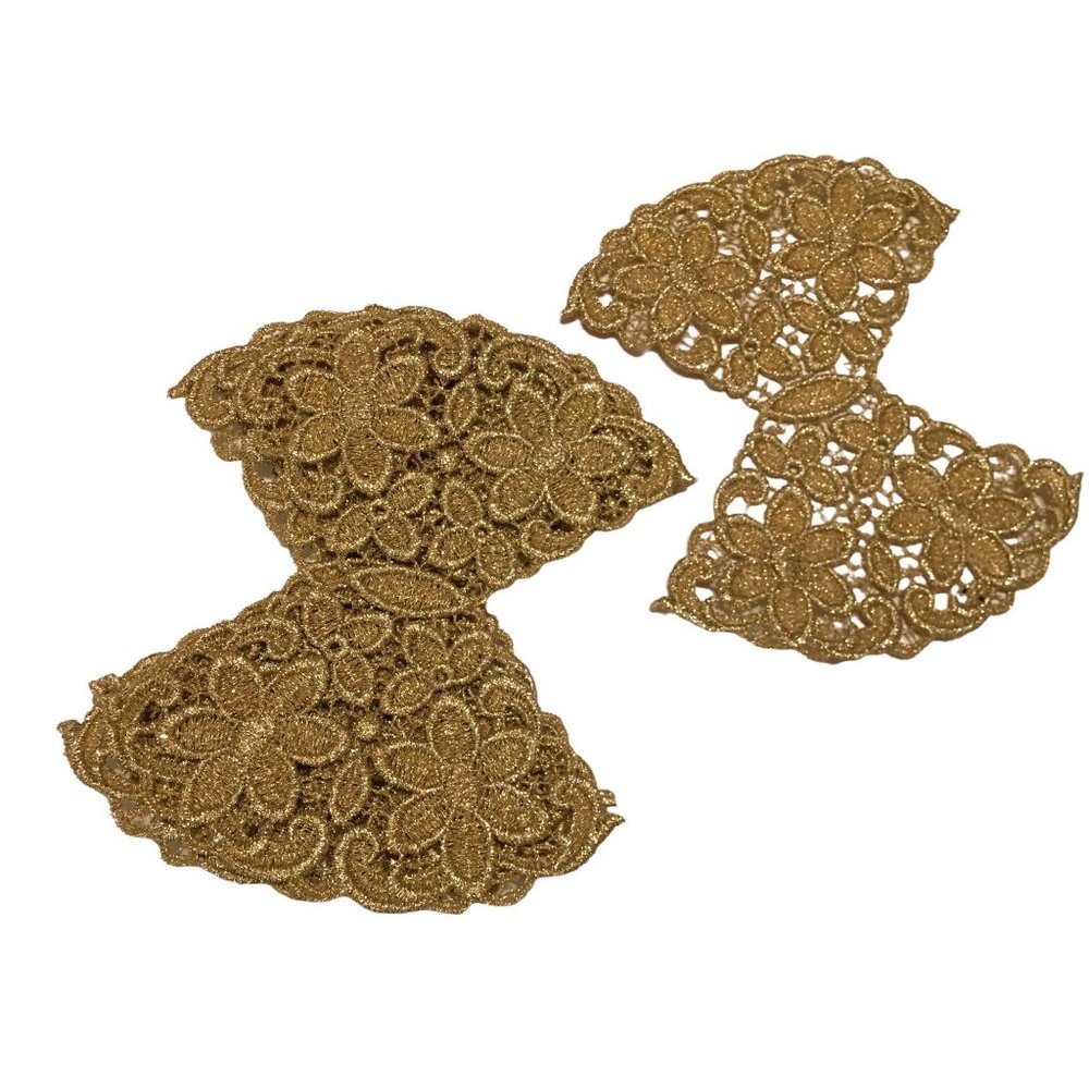 Couture Gold Lurex Sew-on Bow-Tie Appliqué Vintage